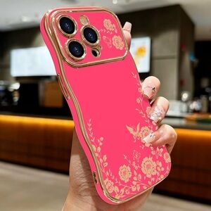 Floral Pink and Gold Phone 13 pro max Case